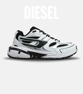 کفش کتانی مردانه سفید مشکی طوسی DIESEL S-SERENDIPITY SPORT مدل 5814