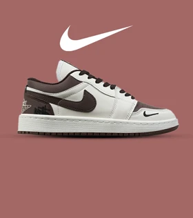 کفش کتانی ساق‌دار مردانه و زنانه کرم قهوه ای NIKE jordan 1 مدل 8797