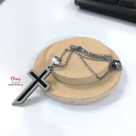 گردنبند علامت صلیب استیل +زنجیر کلاسیک 60cm