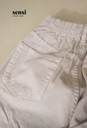 شلوار مام کتان پشت کش کرم کد1000575