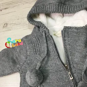 سرهمی بافت داخل خز پوم دار طوسی