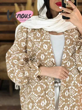مانتو کتی طرح دار آستین کش