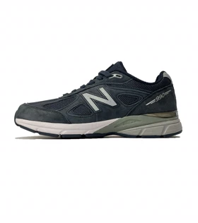 کفش روزمره مردانه نیوبالانس 990 سرمه ای ورژن 4 با رویه چرم کیفیت مستر