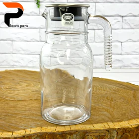 پارچ شیشه ای 1 لیتر درب استیل لیمون