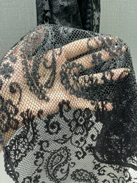 روسری سه گوش گیپور مشکی 30164