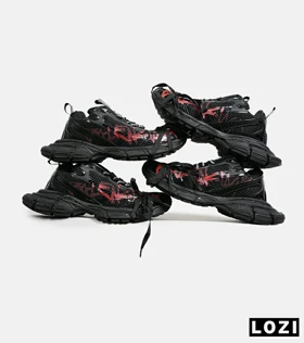 کفش کتانی مردانه و زنانه مشکی قرمز Balenciaga GRAFFITI 3XL