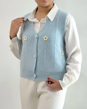 جلیقه بافت جلو دکمه کد 4200