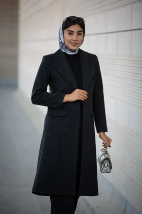 پالتو فوتر بلند ماوی ( پاییزه و زمستانه)