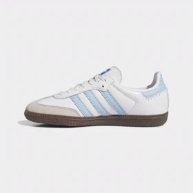 کفش اسپرت کتانی سامبا زنانه و مردانه سفید آبی samba adidas