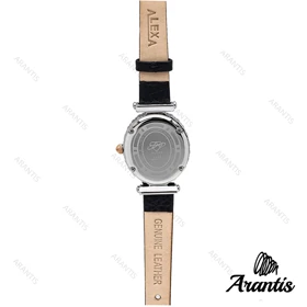 ساعت الکسا اسپشیال A2008 زنانه بیضی نقره ای صفحه سفید دورنگین w-8126