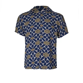 پیراهن هاوایی مردانه طرح پرانتز سرمه ای مدلE92