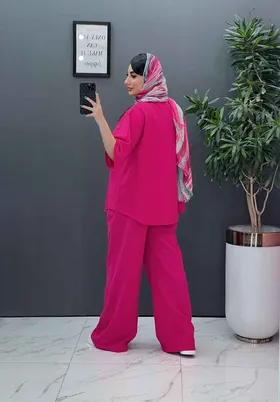 ست مانتو شلوار لینن تک جیب