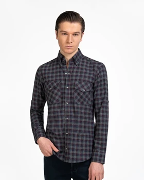 پیراهن مردانه دوجیب پشمی کد 1838