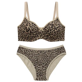 ست شورت و سوتین زنانه شارمین مدل پلنگی فنردار کد 5466-2065