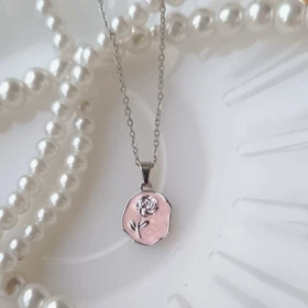 گردنبند میناکاری صورتی