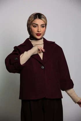 پالتو کت فوتر آستین پاگون New (زرشکی)