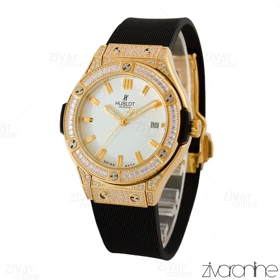 ساعت هابلوت زنانه کلاسیک فیوژن تمام نگین صفحه سفید 105130