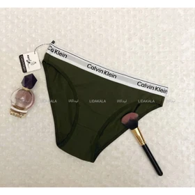 شورت نخی اسلیپ طرح Calvin Klein رنگ سبز زیتونی کد LK14642