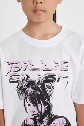 تیشرت آستین کوتاه یقه کوتاه دختر Billie Eilish Relax Fit C9429A824HS