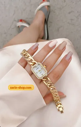 ساعت زنانه مستطیلی نگینی شنل بوردو