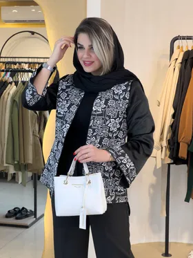 کت ژاکارد آستین پوست گل‌دار 120501
