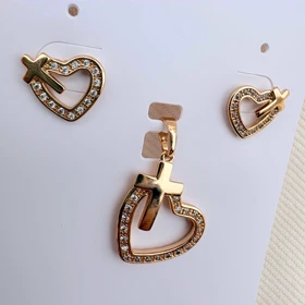 نیم ست صلیب قلبی ژوپینگ بدون زنجیر