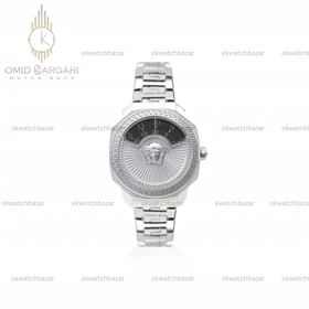 ساعت مچی ورساچه بند سیلور صفحه مشکی Versace Dylos