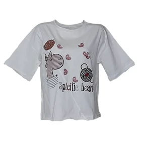 تیشرت زنانه گلدوزی شده نخ کتان طرح زرافه وارداتی