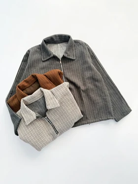 بلوز مخمل نیم زیپ پایین گتر دار