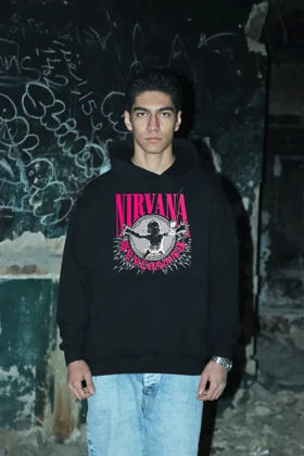 هودی مشکی اسپرت طرح Nirvana - فواصل