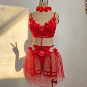 ست فانتزی شکوفه ای و فنردار کد 9011