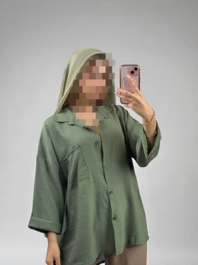 شومیز مانتویی تک جیب روشنا