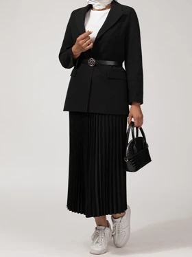 دامن زنانه کلوش پلیسه کرپ میدی نیکان