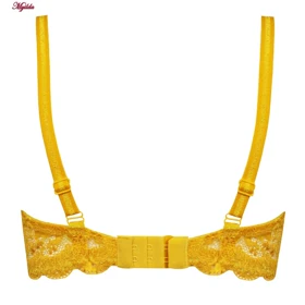 سوتین زنانه پانیذ زرد مدل فنردار گیپوری کد 66337-new