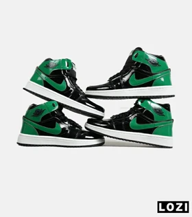 کفش کتانی ساق‌دار مردانه و زنانه مشکی سبز NIKE jordan 1