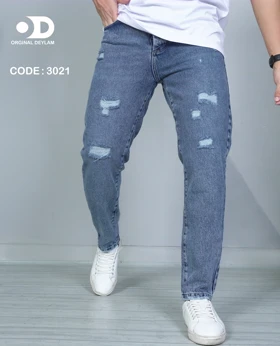 شلوار مام فیت آبی سنگشور پارچه ترک با زاپ زخمی خفن 2025