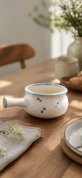 سوپ خوری دسته دار سرامیک گل‌دار
