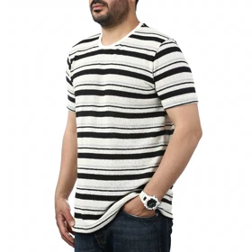 تیشرت آستین کوتاه بافت مردانه سیزر مدل 15512062
