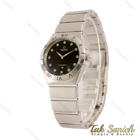 ساعت مچی امگا کانسلیشن زنانه سیلور صفحه مشکی ایندکس نگین Omega-5462-L