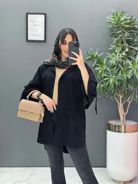 مانتو لینن جلو پیله آستین گت