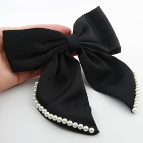 گیره مو فرانسوی مدل مرواریدی (مشکی)