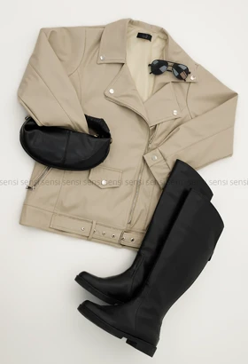 کت چرم زارا آستر دارکد1004564