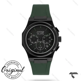ساعت کرست مردانه 6351-3 صفحه مشکی بند سبز Crest-11052-G