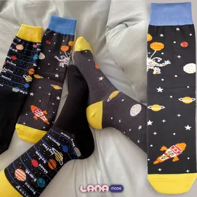 جوراب ساق‌دار نانو پاتریس Patris Socks طرح فضایی‌ها در سه طرح فضا