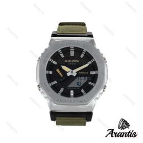 ساعت جی شاک GM2100H مردانه سیلور بند برزنت سبز m-1237