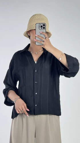 شومیز باکسی پری کد 500718 (مشکی)