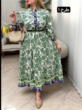 پیراهن فلور جلو دکمه 3682