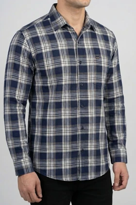 پیراهن مردانه چهارخانه آستین بلند نخ پنبه شیک 424