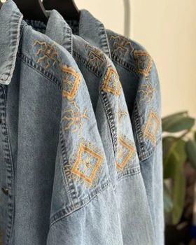 مانتو جین گلدوزی