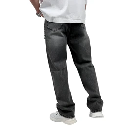 شلوار جین بگ مردانه طوسی مدل زاپ